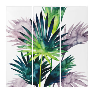 Twilight Palms- Palm Fronds Triptych
