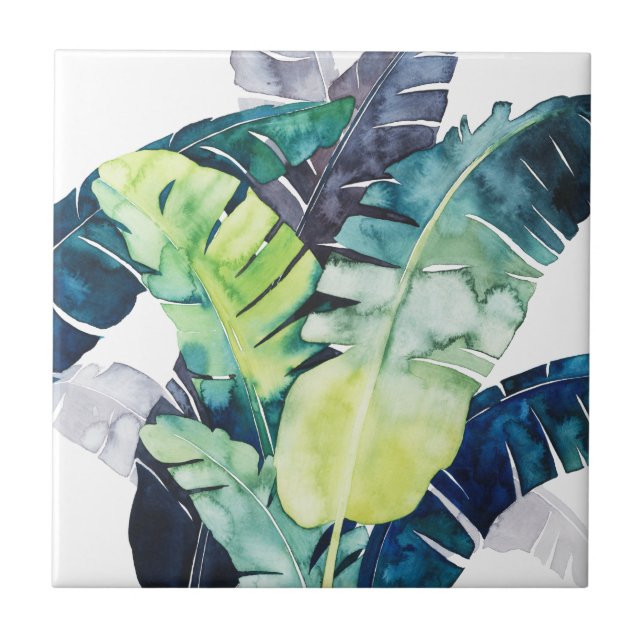 Twilight Palms - Palm Leaves Ceramic Tile (Front)