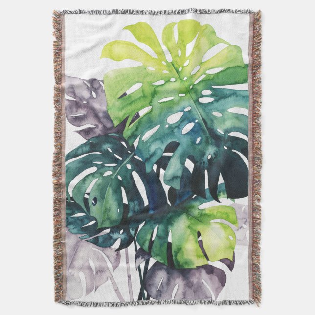 Twilight Palms - Split Leaf Throw Blanket (Front Vertical)