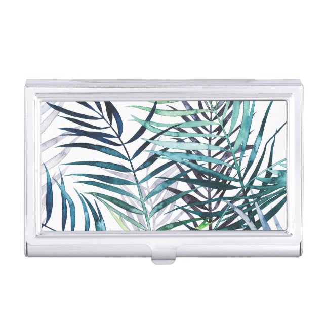 Twilight Palms - Tropical Leaves Business Card Case (Front)