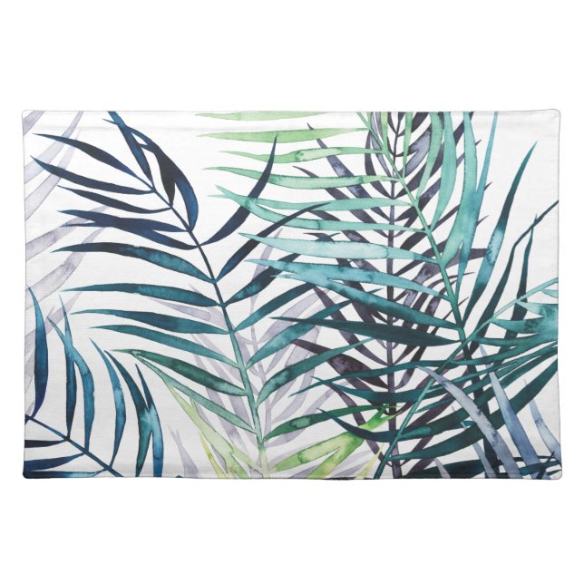 Twilight Palms - Tropical Leaves Cloth Placemat (Front)