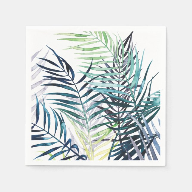 Twilight Palms - Tropical Leaves Napkins (Front)