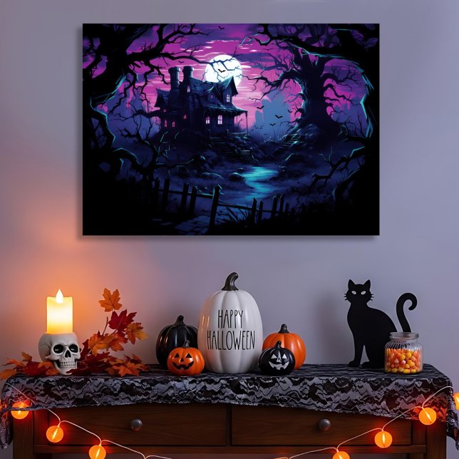 Twilight Path to Haunted Halloween Manor Canvas Print (Creator Uploaded)