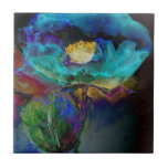 Twilight Poppy Tile<br><div class="desc">Romantic purple and teal abstract poppy watercolor painting -</div>