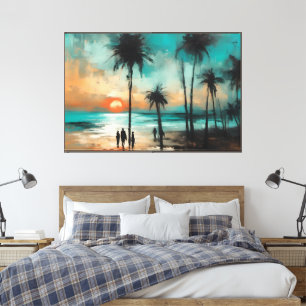 Twilight Promenade on the Beach Canvas Print