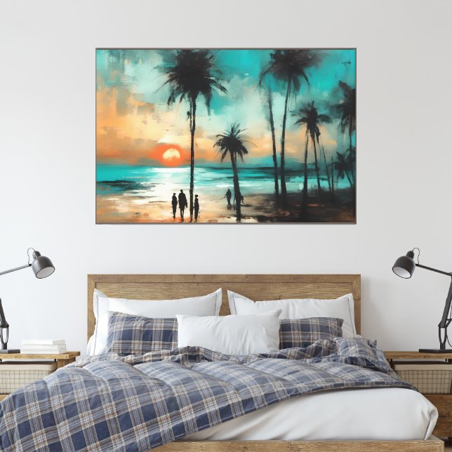 Twilight Promenade on the Beach Canvas Print (Insitu(Bedroom))