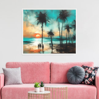 Twilight Promenade on the Beach Canvas Print