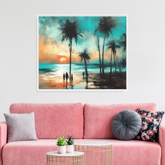 Twilight Promenade on the Beach Canvas Print (Insitu(LivingRoom))