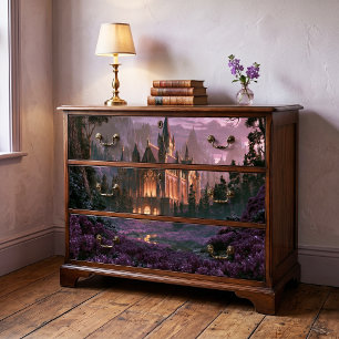 Twilight Purple Floral Gothic Castle Decoupage Tissue Paper