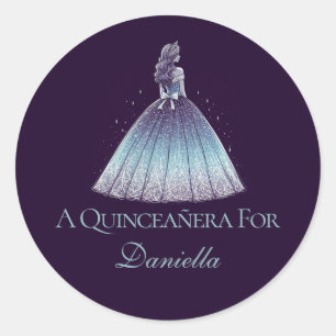 Twilight Purple Quinceañera Girl Classic Round Sticker