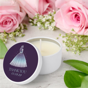 Twilight Purple Quinceañera Girl Mini Candle Favors