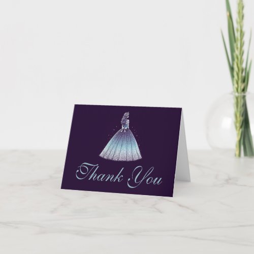 Twilight Purple Quinceaera Thank You Card