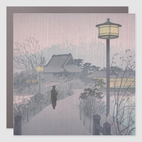 Twilight Rain on Path to Shinobazu in Japan Car Magnet