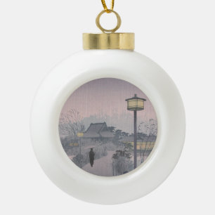 Twilight Rain on Path to Shinobazu in Japan Ceramic Ball Christmas Ornament
