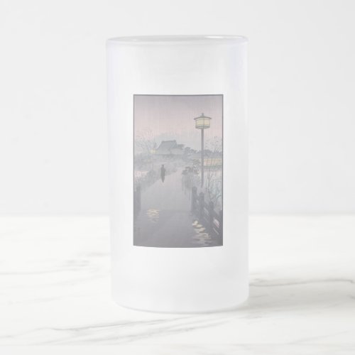 Twilight Rain on Path to Shinobazu in Japan Frosted Glass Beer Mug