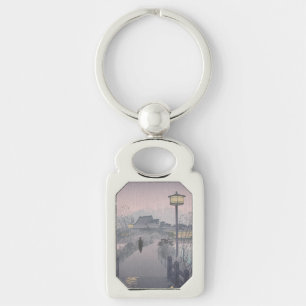 Twilight Rain on Path to Shinobazu in Japan Keychain