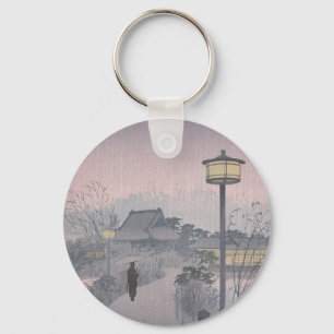 Twilight Rain on Path to Shinobazu in Japan Keychain