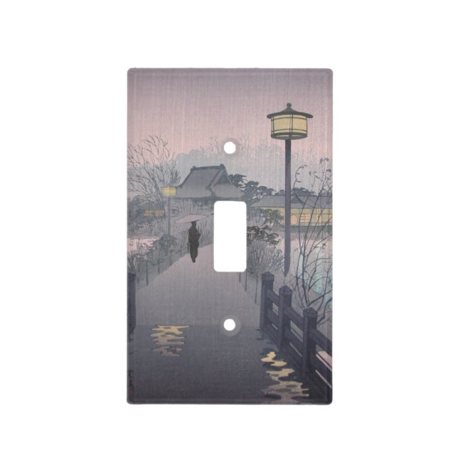 Twilight Rain on Path to Shinobazu in Japan Light Switch Cover (Front)