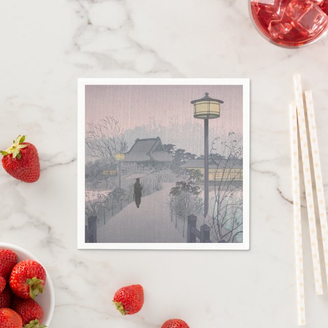Twilight Rain on Path to Shinobazu in Japan Napkins (Insitu)