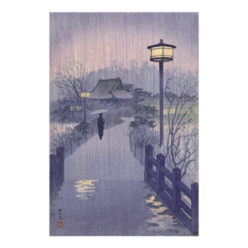Twilight Rain on Path to Shinobazu in Japan Photo Print