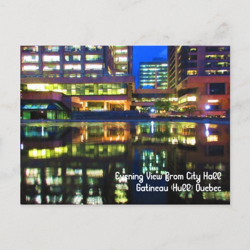 Twilight Reflections City Hall Custom Text Postcard