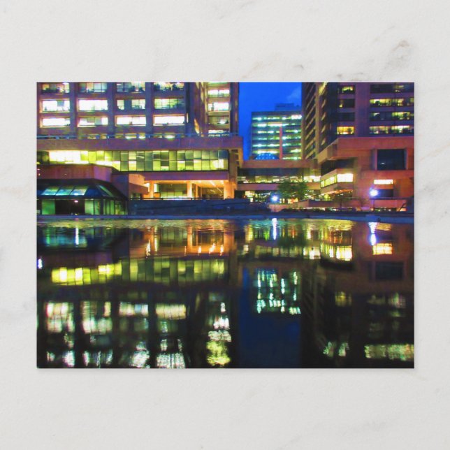 Twilight Reflections City Hall Hull Quebec Postcard (Front)