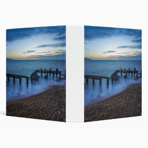 Twilight Sky Over Shoreline and Breakwaters 3 Ring Binder