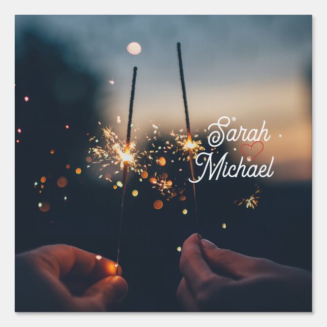 Twilight Spark Romance – Elegant Wedding Sparkler  Sign (Front)