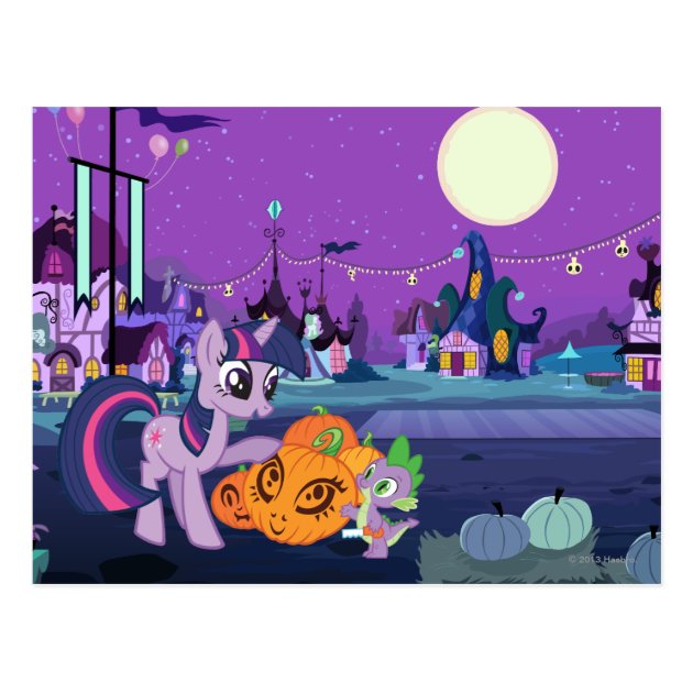 Twilight Sparkle With Halloween Pumpkin Postcard