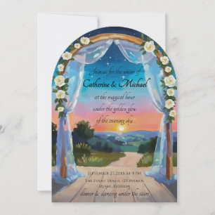 Twilight Sunset Wedding Arch Tropical Beach Summer Invitation