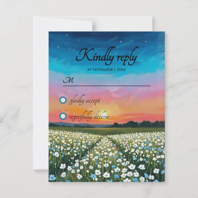 Twilight Sunset Wedding RSVP Card (Front)