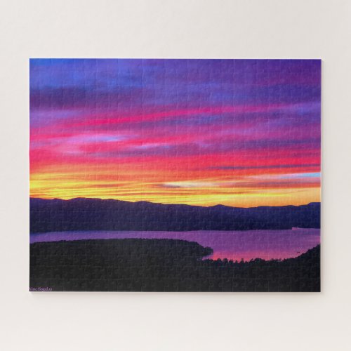 Twilight Symphony Painted Sky over Newfound Lake Jigsaw Puzzle