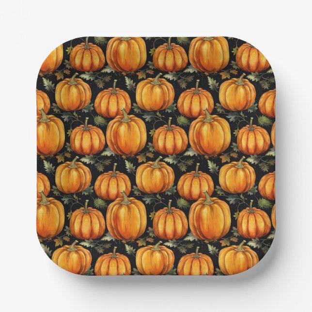 Twilight Tangle – Haunted Harvest Repeat Paper Plates (Front)