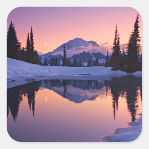 Twilight Tarn and Crescent Moon Square Sticker