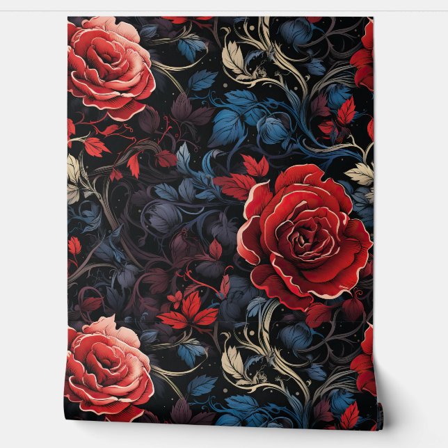 Twilight Thorns Botanical Wallpaper (Unrolling)