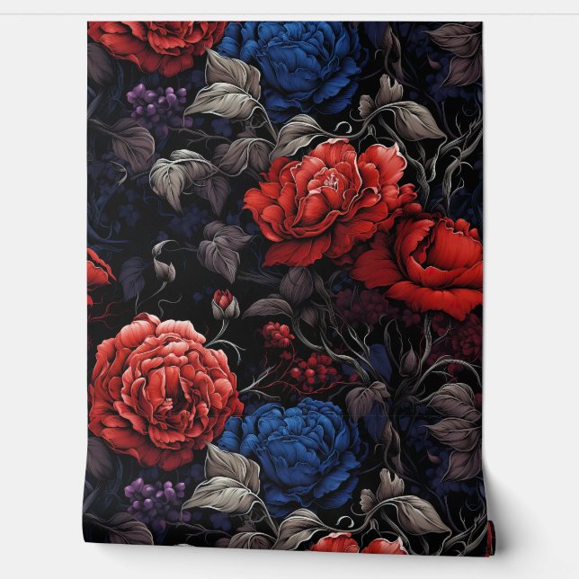 Twilight Thorns Botanical Wallpaper (Unrolling)