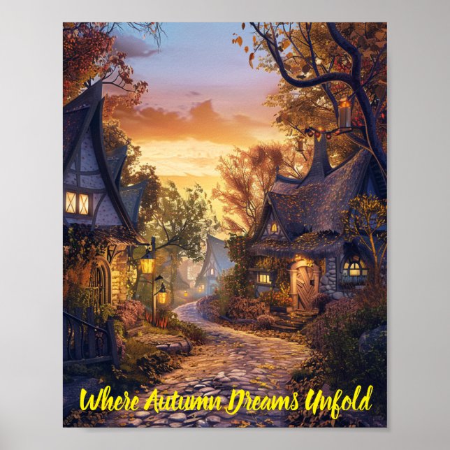 Twilight Tranquility in a Storybook Village Poster (Front)