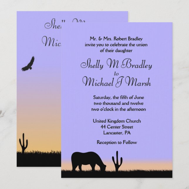 Twilight West Wedding Invitation (Front/Back)
