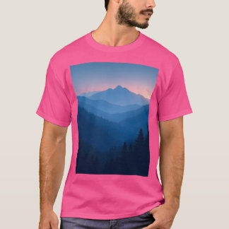 Twilight Whisper Mystical Mountain Landscape Graph T-Shirt