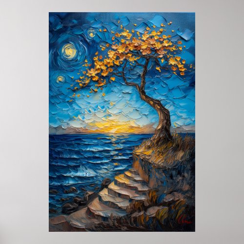 Twilight Whispers Seascape Ablaze Poster