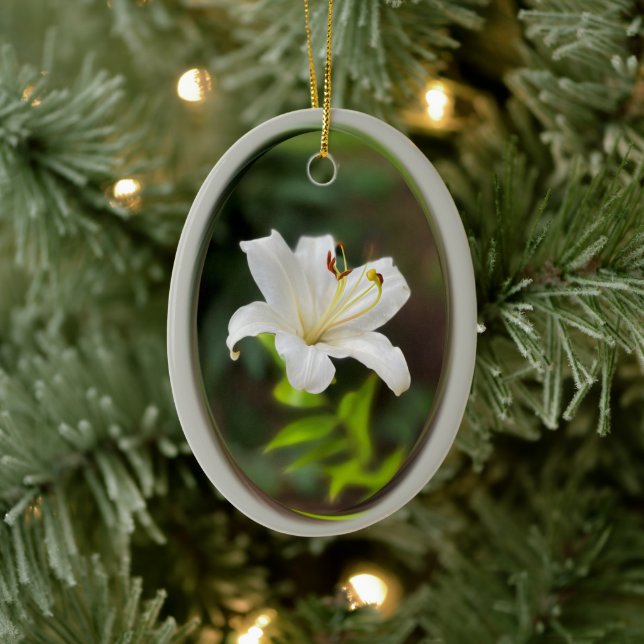 Twilight white lily ceramic ornament (Tree)