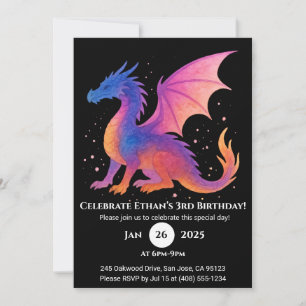 Twilight Winged Dragon Birthday Invitation