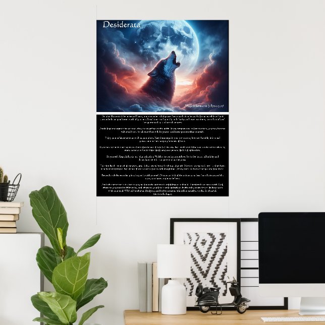 Twilight Wisdom with Howling Wolf Poster (Home Office)