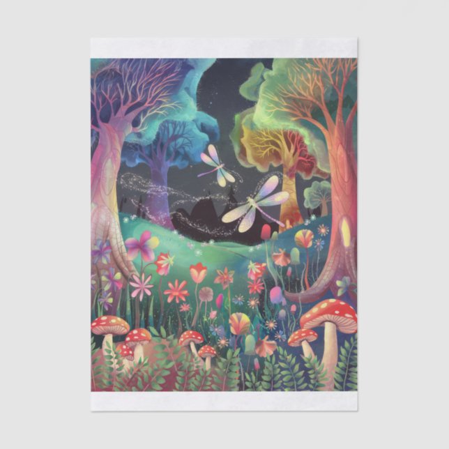 Twilight Woodland Fantasy,  Fairyland Vertical Tissue Paper (Front)