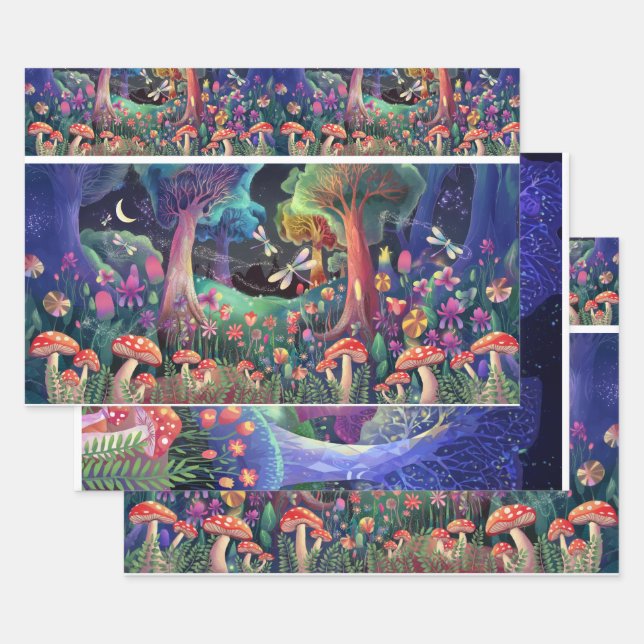 Twilight Woodland Fantasy, Nature's Fairyland Wrapping Paper Sheets (Set)