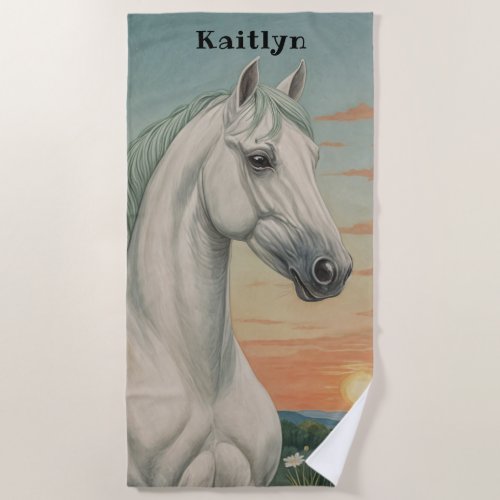 Twilights White Horse Beach Towel