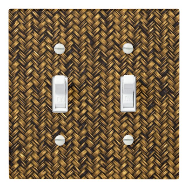 Twill Natural Fiber Herringbone Rustic Light Switch Cover (In Situ)