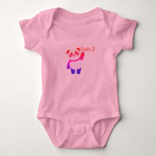 Twin 2 Cute Panda Baby Bodysuit Newborn Twin