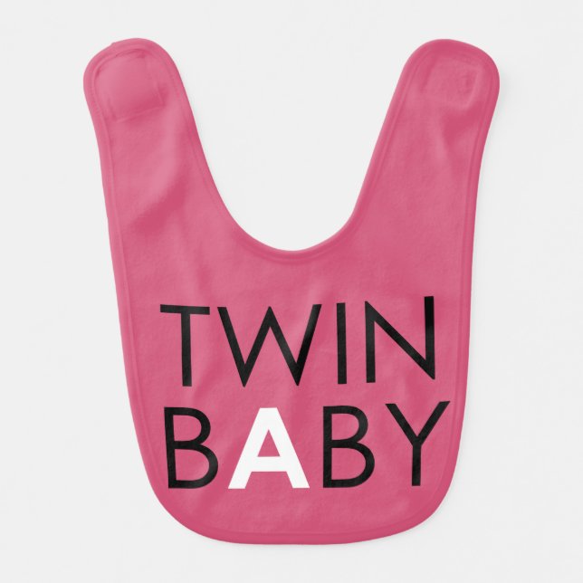 Twin A Bib - Girl - Pink (Front)