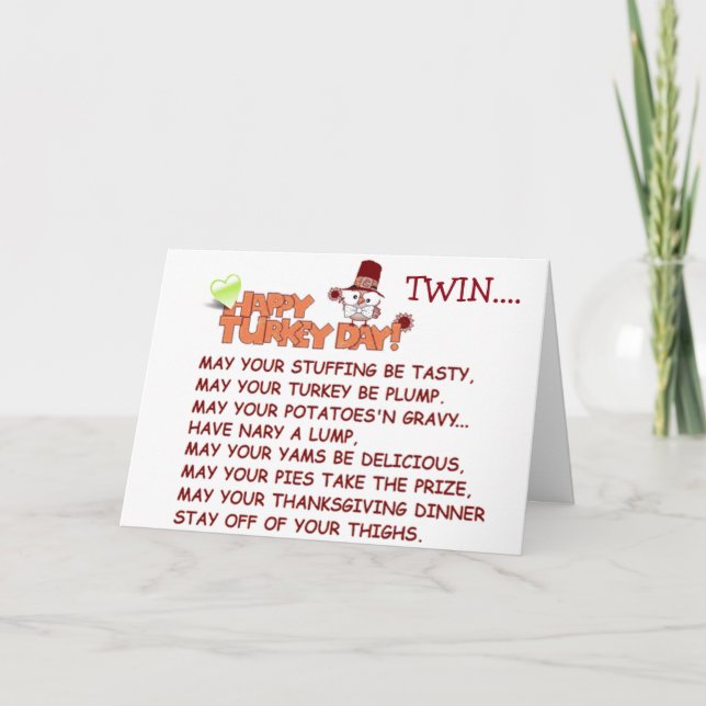 ***TWIN***=ACROSS THE MILES THANKSGIVING WISHES HOLIDAY CARD (Front)
